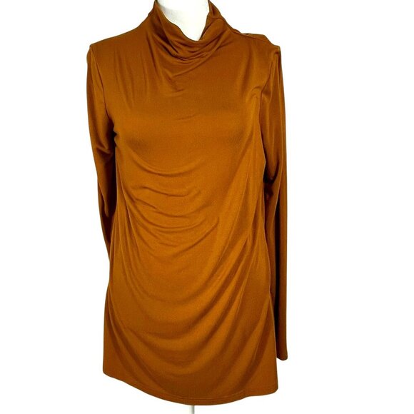 Daily Ritual Mustard Mock Turtleneck Long Sleeve Stretchy Lightweight Top Size S - Picture 2 of 12